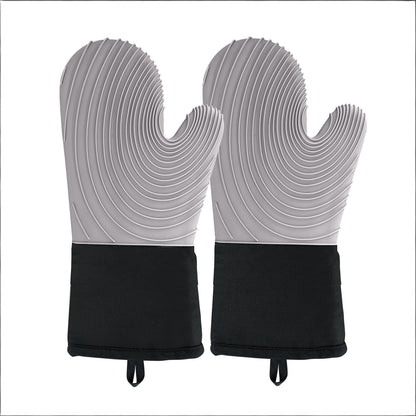 Premium Silicone Oven Mitts – Heat Resistant Up to 500°F, Non-Slip Grip, Easy to Clean, Food Grade & BPA-Free, Ideal for Grilling, Baking, Cooking, Microwave Use (Grey)