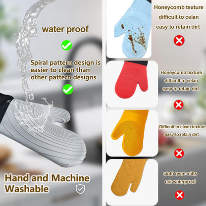 Premium Silicone Oven Mitts – Heat Resistant Up to 500°F, Non-Slip Grip, Easy to Clean, Food Grade & BPA-Free, Ideal for Grilling, Baking, Cooking, Microwave Use (Grey) - Image 5