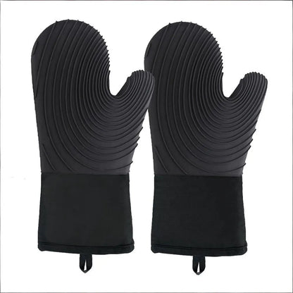Premium Silicone Oven Mitts – Heat Resistant Up to 500°F, Non-Slip Grip, Easy to Clean, Food Grade & BPA-Free, Ideal for Grilling, Baking, Cooking, Microwave Use (Black)