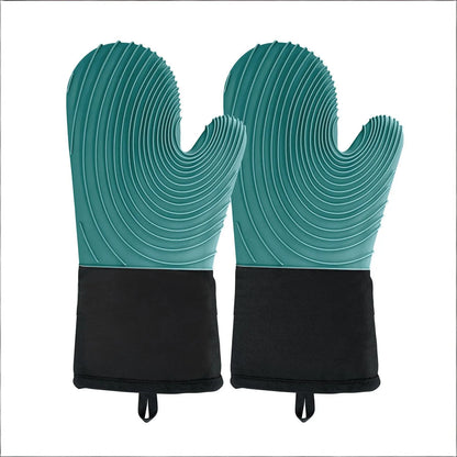 Premium Silicone Oven Mitts – Heat Resistant Up to 500°F, Non-Slip Grip, Easy to Clean, Food Grade & BPA-Free, Ideal for Grilling, Baking, Cooking, Microwave Use (Green)