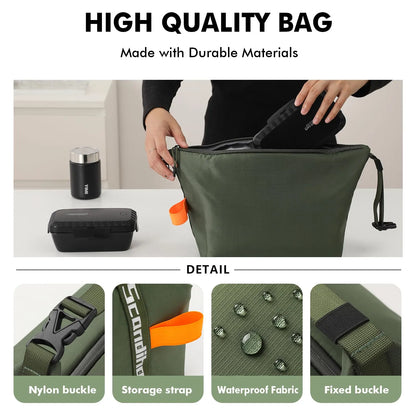 Foldable Lunch Bag – Reusable Insulated Cooler Tote with Waterproof Zipper, Leak-Proof Design, Lightweight & Compact, Ideal for Work, School, Picnic, Travel (Military green) - Image 3