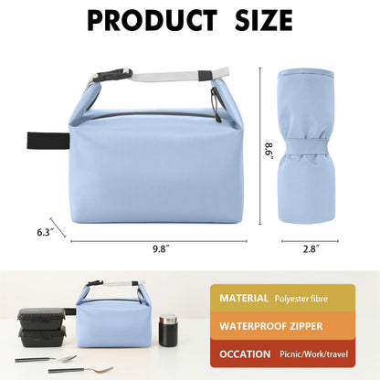 Foldable Lunch Bag – Reusable Insulated Cooler Tote with Waterproof Zipper, Leak-Proof Design, Lightweight & Compact, Ideal for Work, School, Picnic, Travel (Blue) - Image 2