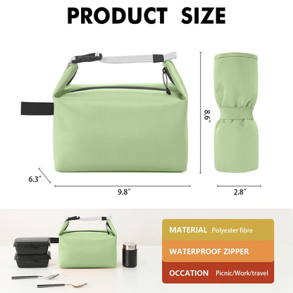 Foldable Lunch Bag – Reusable Insulated Cooler Tote with Waterproof Zipper, Leak-Proof Design, Lightweight & Compact, Ideal for Work, School, Picnic, Travel (Green) - Image 2