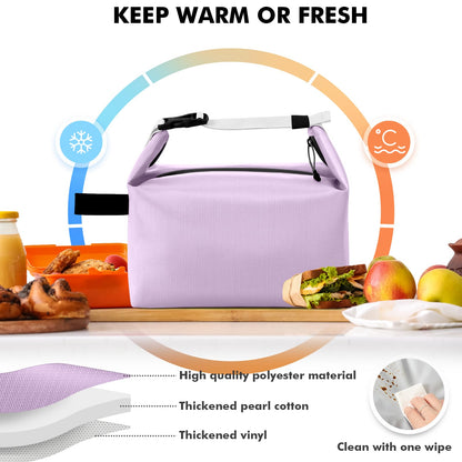 Foldable Lunch Bag – Reusable Insulated Cooler Tote with Waterproof Zipper, Leak-Proof Design, Lightweight & Compact, Ideal for Work, School, Picnic, Travel (Purple) - Image 3