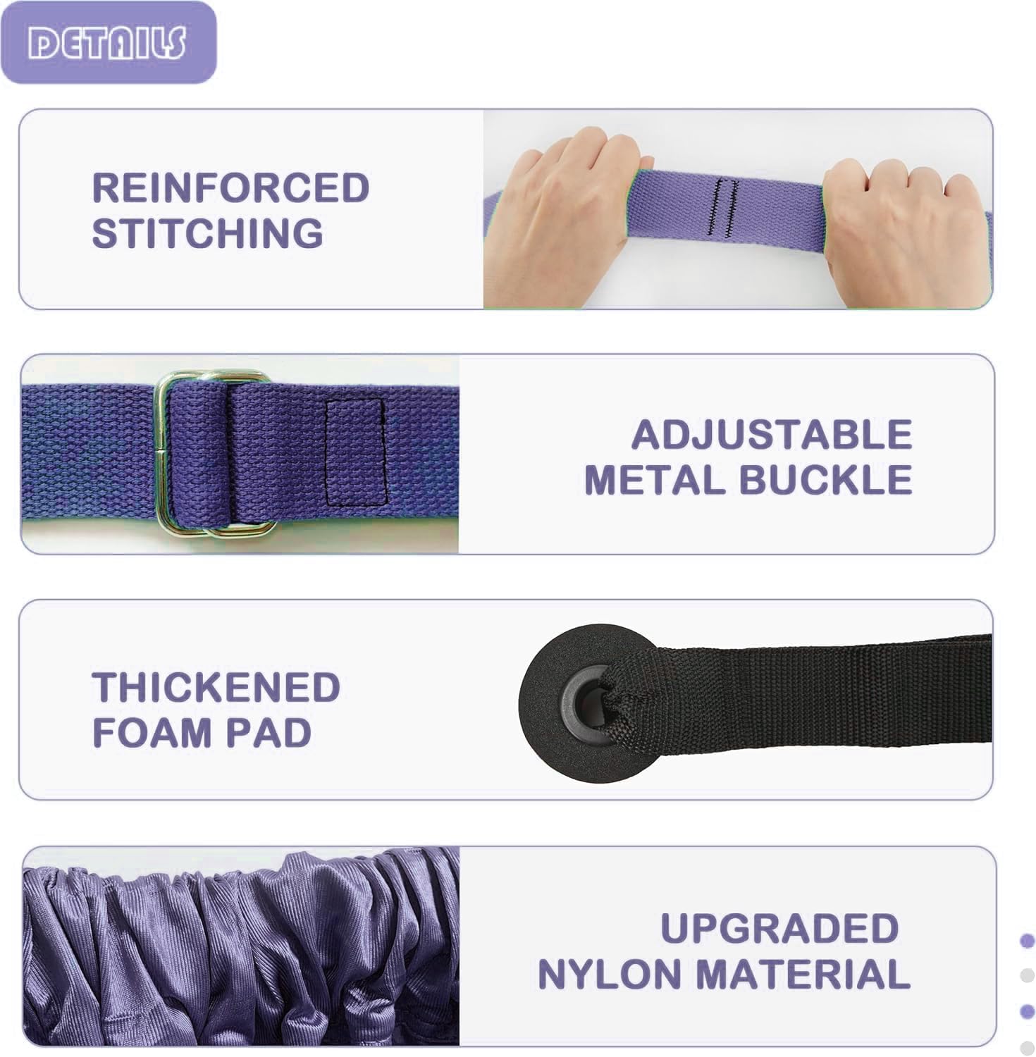 Door-Hanging Yoga Hammock for Backbend & Stretching – Adjustable Aerial Yoga Strap with Dual Anchors, Full-Body Flexibility Trainer for Home Use (Purple) - Image 5