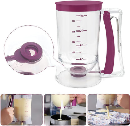 Batter Dispenser with Measuring Marks – 900ml Cake Mix Pourer for Cupcakes, Pancakes, Muffins, Waffles & More (Purple)  - Image 5