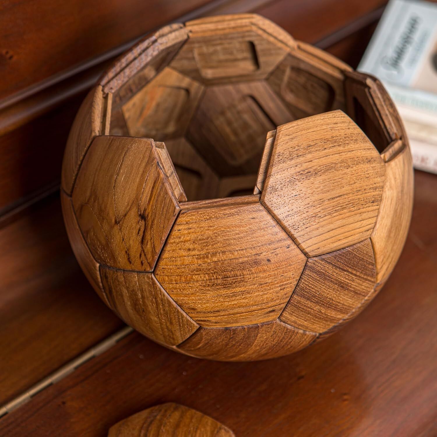Handcrafted Wooden Football Puzzle – 3D Mortise and Tenon Soccer Ball Assembly Kit | Solid Teak, Walnut | DIY Gift for Adults, Kids & Football Fans - Image 4
