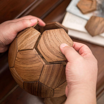 Handcrafted Wooden Football Puzzle – 3D Mortise and Tenon Soccer Ball Assembly Kit | Solid Teak, Beech Wood | DIY Gift for Adults, Kids & Football Fans - Image 3