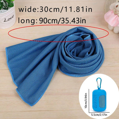 Instant Cooling Towel – Quick-Dry Sport Towel with EVA Storage Case & Carabiner Clip, Ideal for Gym, Outdoor, Travel Swimming(Blue) - Image 2