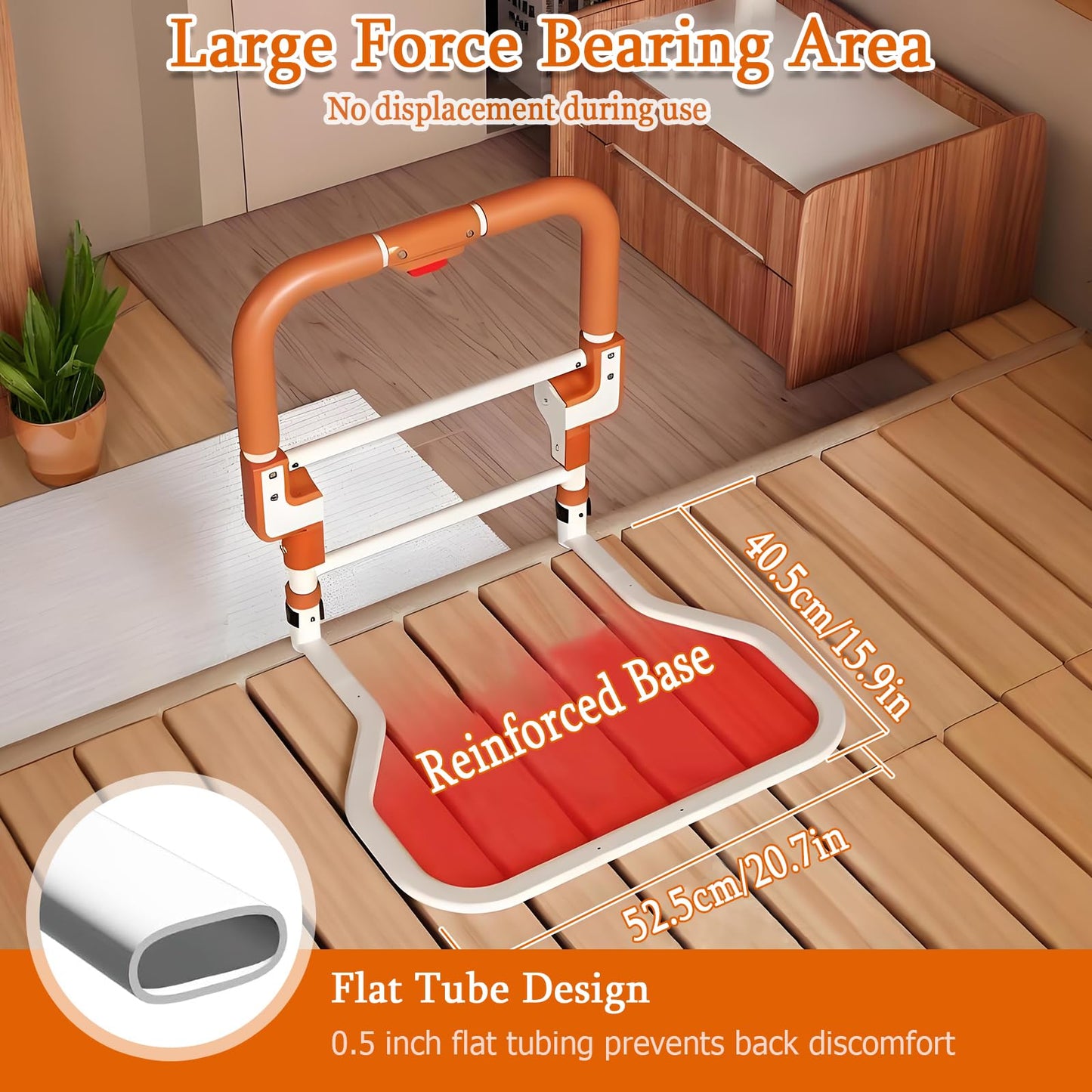 Adjustable Bed Rail for Elderly – Foldable Bedside Safety Grab Bar with Non-Slip Handle & Storage Pouch, Fits Twin to King Beds (Orange) - Image 5