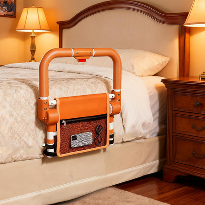 Adjustable Bed Rail for Elderly – Foldable Bedside Safety Grab Bar with Non-Slip Handle & Storage Pouch, Fits Twin to King Beds (Orange) - Image 8