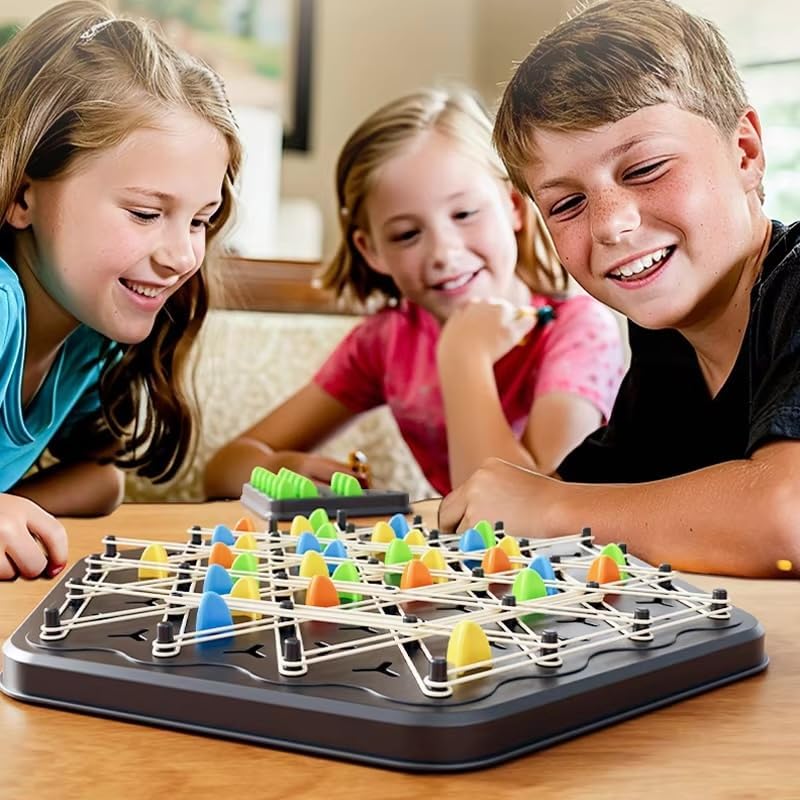 Chain Game – Multiplayer Strategy Board Puzzle for Kids & Adults | Fun Geometric Chess with Rubber Bands, 2–4 Players | Ideal Family Game for Parties, Gifts & Screen-Free Play - Image 6