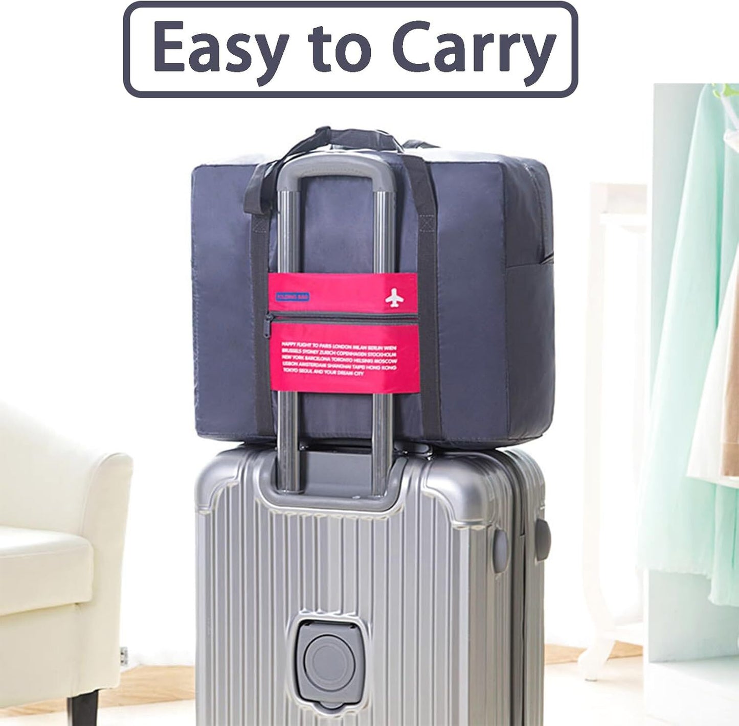 Compact Foldable Travel Duffel Bag – Lightweight Carry-On for Weekend Trips, Overnight & Gym Use (Pink) | Other Colors Available In-Store - Image 8