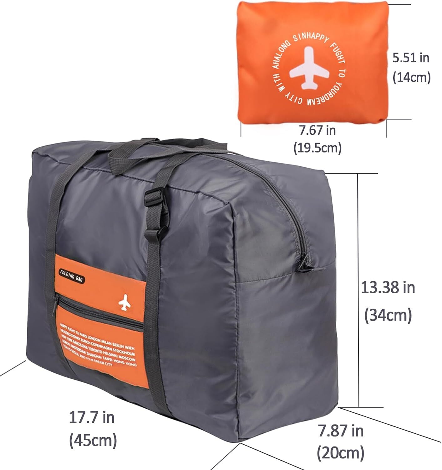 Compact Foldable Travel Duffel Bag – Lightweight Carry-On for Weekend Trips, Overnight & Gym Use (Orange) | Other Colors Available In-Store - Image 2