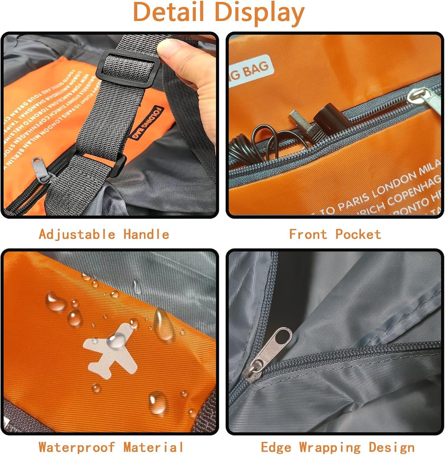 Compact Foldable Travel Duffel Bag – Lightweight Carry-On for Weekend Trips, Overnight & Gym Use (Orange) | Other Colors Available In-Store - Image 5