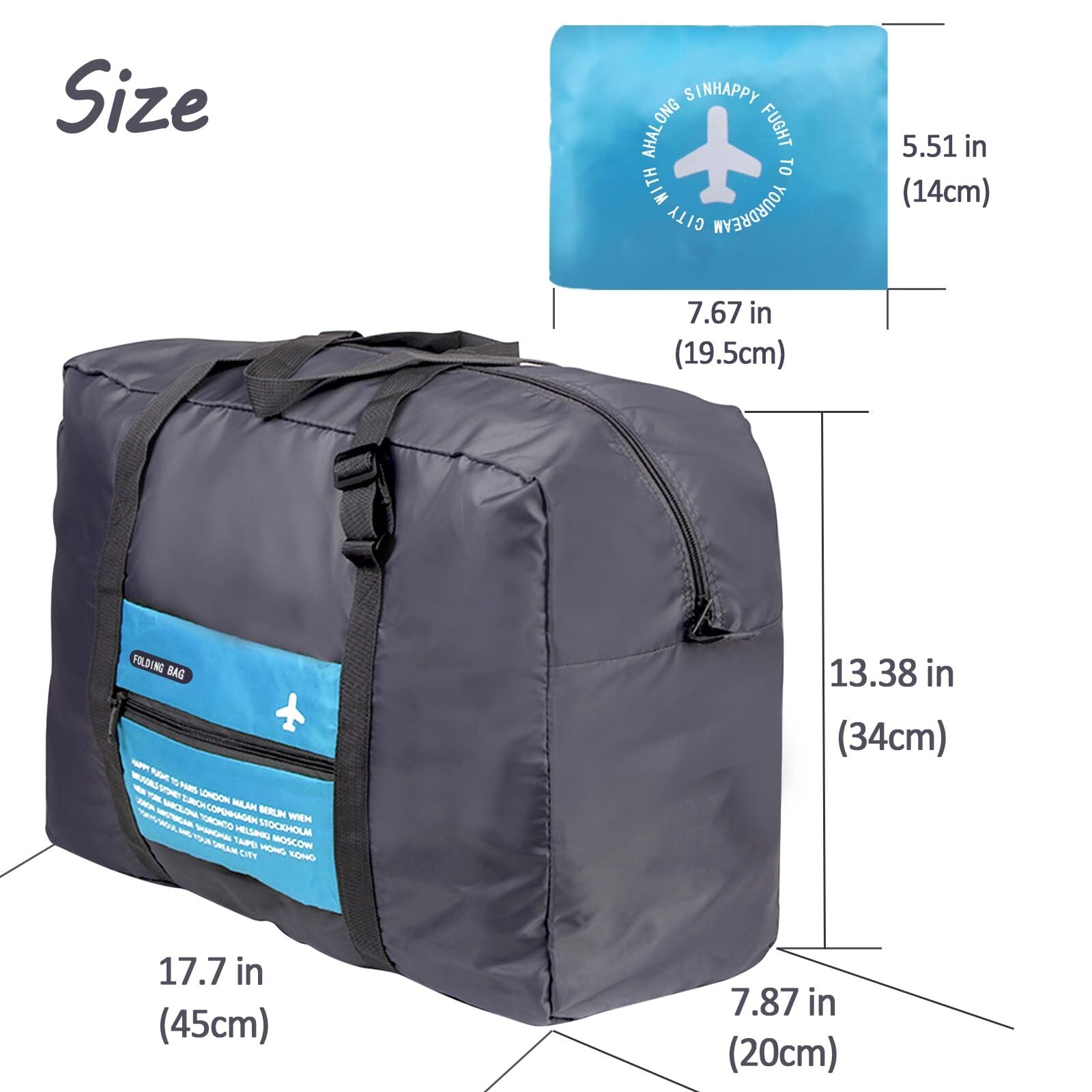 Compact Foldable Travel Duffel Bag – Lightweight Carry-On for Weekend Trips, Overnight & Gym Use (Blue) | Other Colors Available In-Store - Image 2