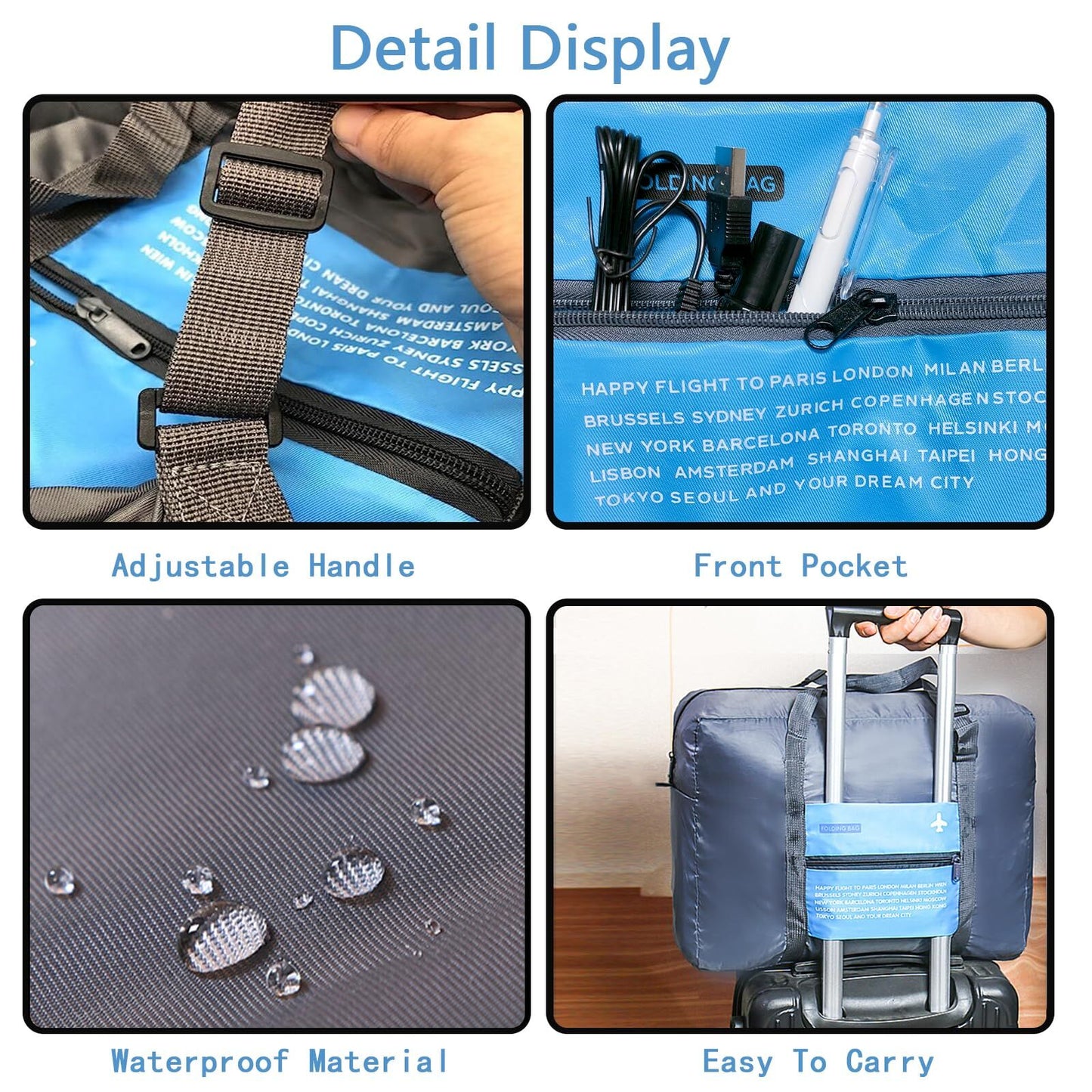 Compact Foldable Travel Duffel Bag – Lightweight Carry-On for Weekend Trips, Overnight & Gym Use (Blue) | Other Colors Available In-Store - Image 4