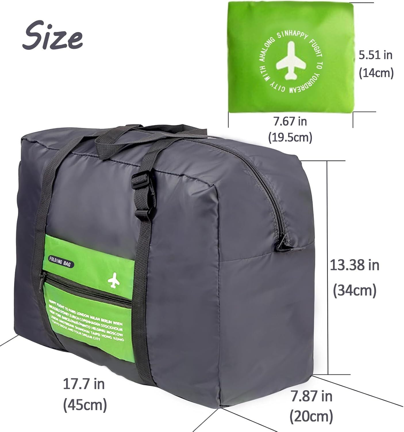 Compact Foldable Travel Duffel Bag – Lightweight Carry-On for Weekend Trips, Overnight & Gym Use (Green) | Other Colors Available In-Store - Image 2
