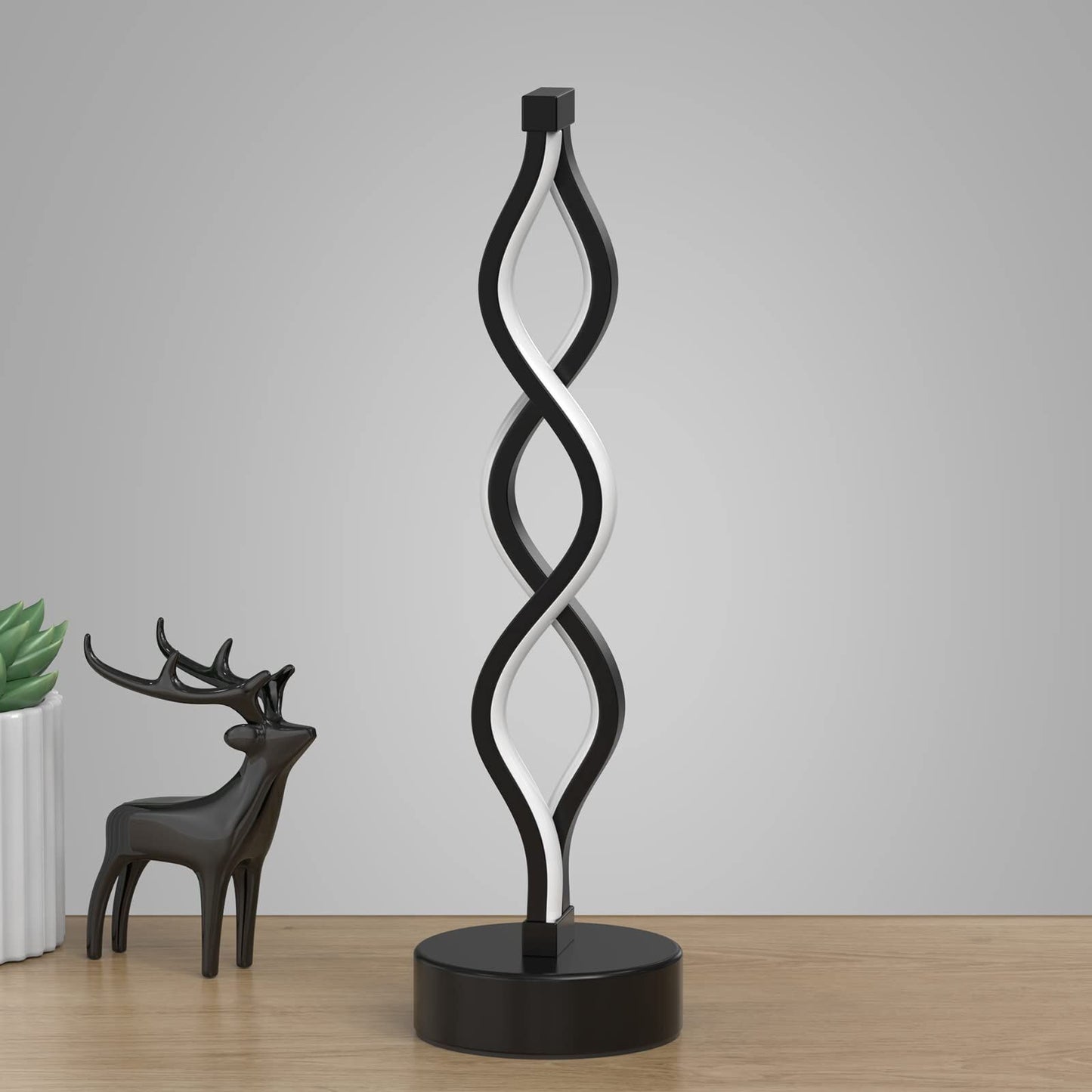 Twisted Spiral LED Table Lamp – Modern Touch-Control Desk Light for Bedroom, Living Room & Café Decor (Black) - Image 2