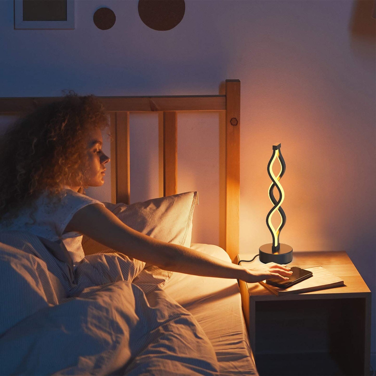 Twisted Spiral LED Table Lamp – Modern Touch-Control Desk Light for Bedroom, Living Room & Café Decor (Black) - Image 3