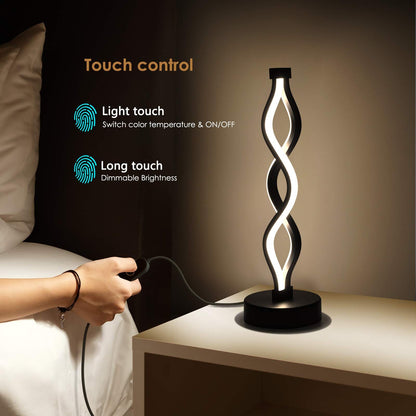 Twisted Spiral LED Table Lamp – Modern Touch-Control Desk Light for Bedroom, Living Room & Café Decor (Black) - Image 4