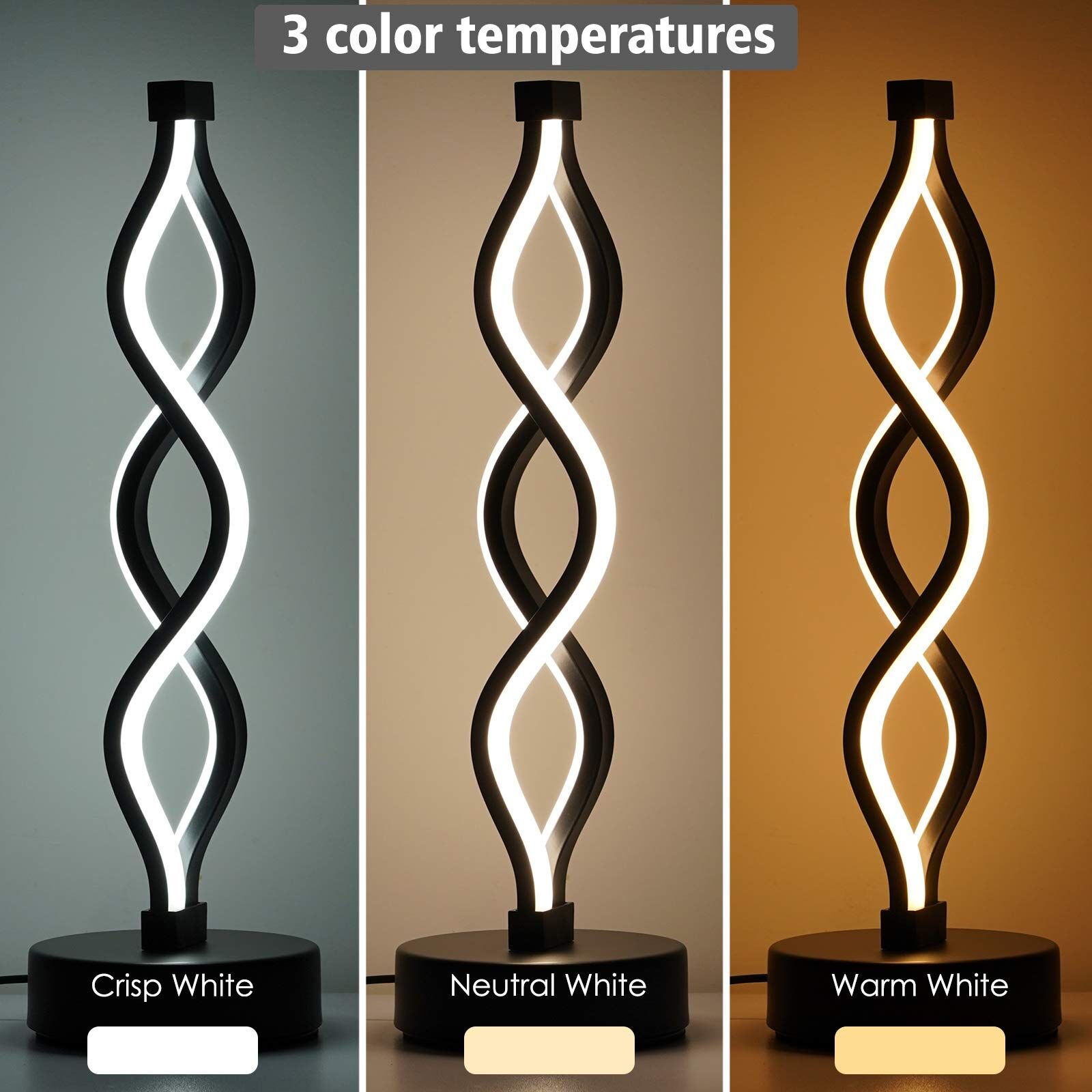 Twisted Spiral LED Table Lamp – Modern Touch-Control Desk Light for Bedroom, Living Room & Café Decor (Black) - Image 6