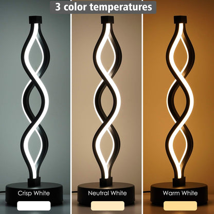 Twisted Spiral LED Table Lamp – Modern Touch-Control Desk Light for Bedroom, Living Room & Café Decor (Black) - Image 6