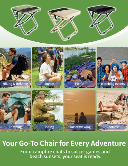 Khaki Portable Folding Chair – Compact Outdoor Stool for Camping, Fishing & Hiking | Lightweight Collapsible Seat with Carry Bag | Durable Steel Frame | Other Colours Available In-Store - Image 9