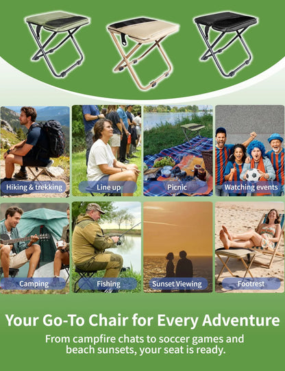 Khaki Portable Folding Chair – Compact Outdoor Stool for Camping, Fishing & Hiking | Lightweight Collapsible Seat with Carry Bag | Durable Steel Frame | Other Colours Available In-Store - Image 9