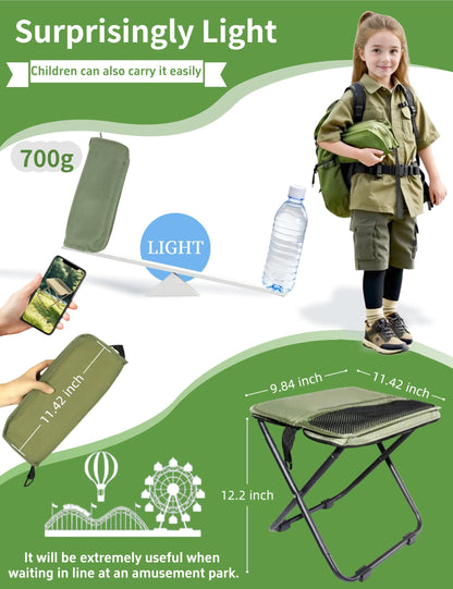 Green Portable Folding Chair – Compact Outdoor Stool for Camping, Fishing & Hiking | Lightweight Collapsible Seat with Carry Bag | Durable Steel Frame | Other Colours Available In-Store - Image 3