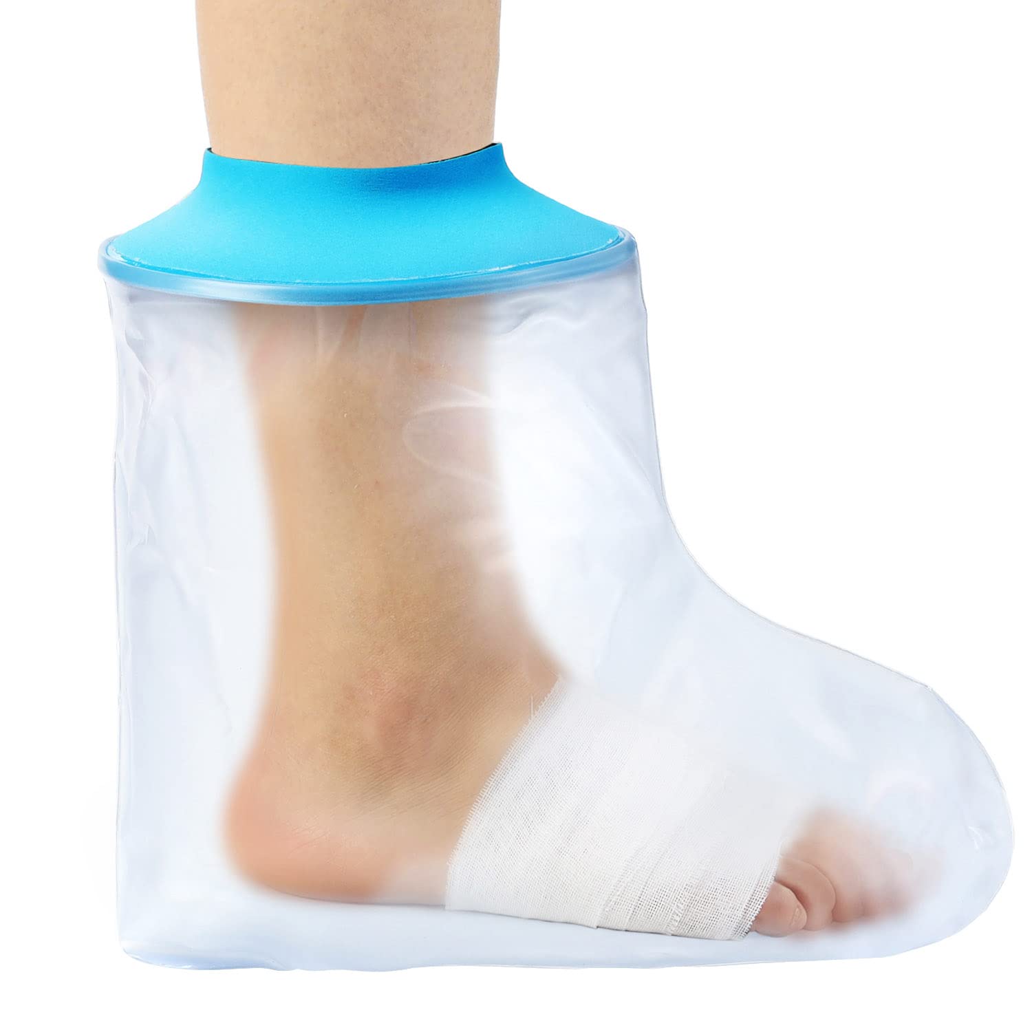 Foot Waterproof Shower Sleeve for Adults – Reusable Cast Protector for Ankle, Foot & Toe During Bathing or Water Activities (Blue)