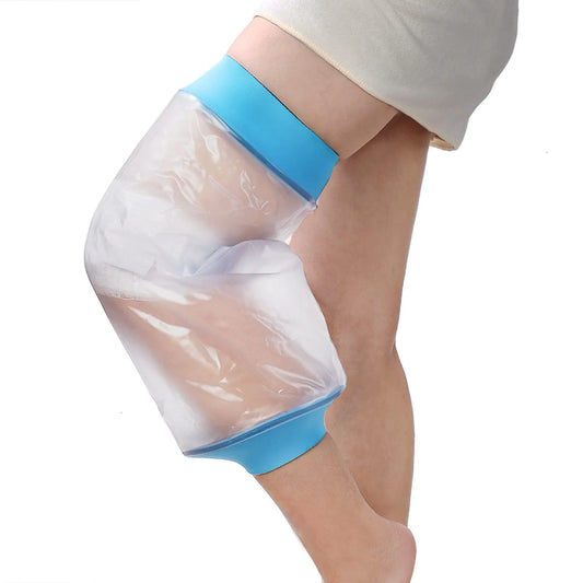 Knee Waterproof Shower Sleeve for Adults – Reusable Cast Protector for Post-Surgery, Fracture & Wound Care During Bathing (Blue)