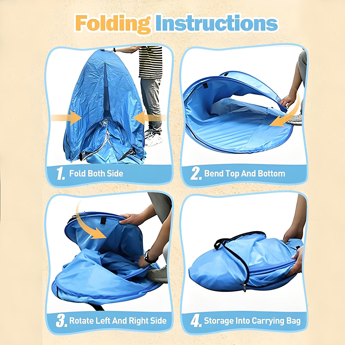 Pop Up Beach Tent: 2-3 Person UPF 50+ Sun Shelter with Carry Bag – Quick-Setup Shade for Beach/Camping(L) - Image 3