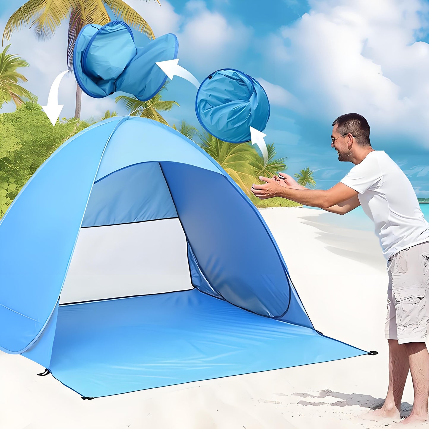 Pop Up Beach Tent: 2-3 Person UPF 50+ Sun Shelter with Carry Bag – Quick-Setup Shade for Beach/Camping(L) - Image 4