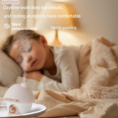 Portable Mushroom Humidifier with 7 Color Sunset Light, USB Rechargeable Mini Air Moisturizer for Desk, Bedroom, Travel, Baby Room – Silent & Cute Design Use(Pink) - Image 4