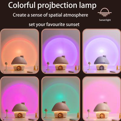 Portable Mushroom Humidifier with 7 Color Sunset Light, USB Rechargeable Mini Air Moisturizer for Desk, Bedroom, Travel, Baby Room – Silent & Cute Design Use(Blue) - Image 3