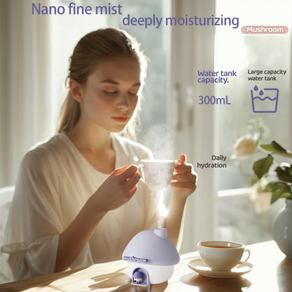 Portable Mushroom Humidifier with 7 Color Sunset Light, USB Rechargeable Mini Air Moisturizer for Desk, Bedroom, Travel, Baby Room – Silent & Cute Design Use(Purple) - Image 2
