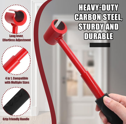 4-in-1 Door Hinge Adjustment Tool – Heavy-Duty Carbon Steel Wrench with Interchangeable Heads for 14mm/0.55" to 25mm/0.98" Hinges, 153mm/6.02" Length (Red) - Image 4