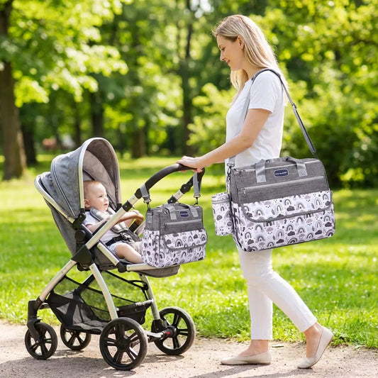Newborn Diaper Bag Set with Changing Pad – 4-Piece Baby Organizer, Large Capacity Mom Backpack, Insulated Bottle Sleeve & Lunch Bag, Travel Diaper Bag for Moms (Grey) - Image 4