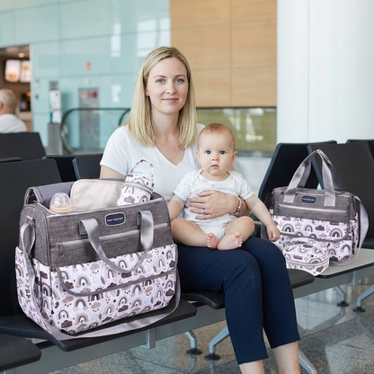 Newborn Diaper Bag Set with Changing Pad – 4-Piece Baby Organizer, Large Capacity Mom Backpack, Insulated Bottle Sleeve & Lunch Bag, Travel Diaper Bag for Moms (Grey) - Image 5
