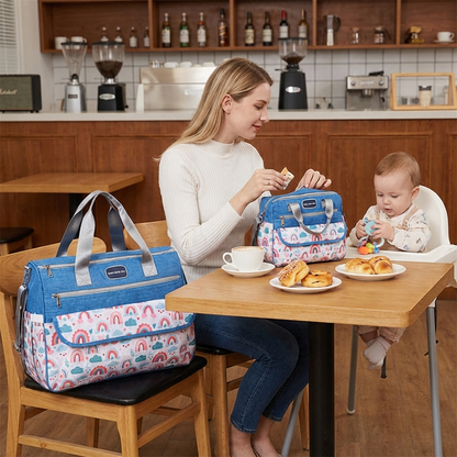 Newborn Diaper Bag Set with Changing Pad – 4-Piece Baby Organizer, Large Capacity Mom Backpack, Insulated Bottle Sleeve & Lunch Bag, Travel Diaper Bag for Moms (Blue) - Image 5