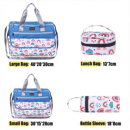 Newborn Diaper Bag Set with Changing Pad – 4-Piece Baby Organizer, Large Capacity Mom Backpack, Insulated Bottle Sleeve & Lunch Bag, Travel Diaper Bag for Moms (Blue) - Image 6