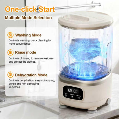 Portable Mini Washing Machine with Spin Dry & UV Sterilization – 3L Capacity, Wash, Rinse, Dehydrate, and Disinfect in One, Ideal for Underwear, Socks, Baby Clothes (White) - Image 2