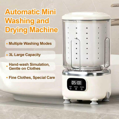 Portable Mini Washing Machine with Spin Dry & UV Sterilization – 3L Capacity, Wash, Rinse, Dehydrate, and Disinfect in One, Ideal for Underwear, Socks, Baby Clothes (White) - Image 3