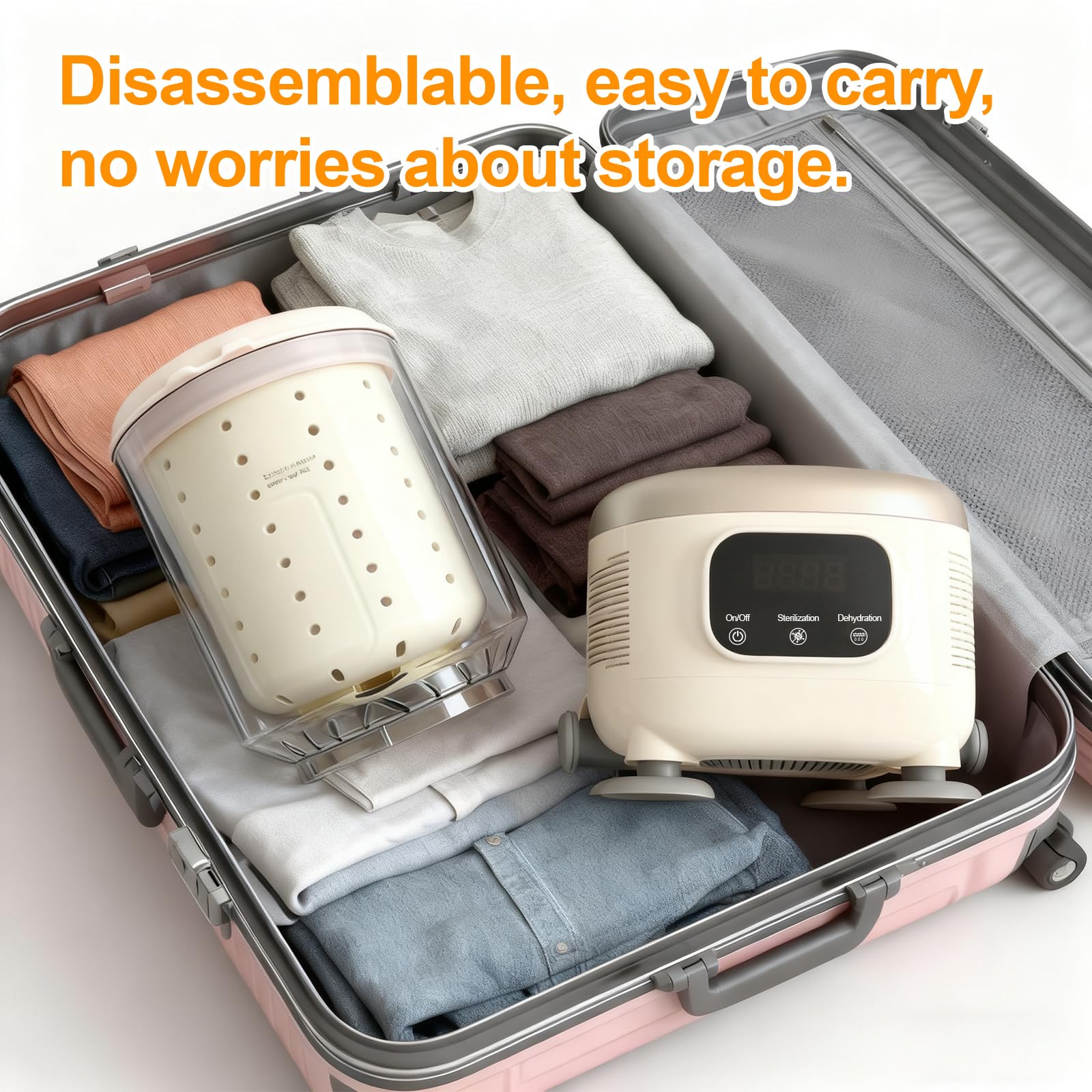Portable Mini Washing Machine with Spin Dry & UV Sterilization – 3L Capacity, Wash, Rinse, Dehydrate, and Disinfect in One, Ideal for Underwear, Socks, Baby Clothes (White) - Image 6