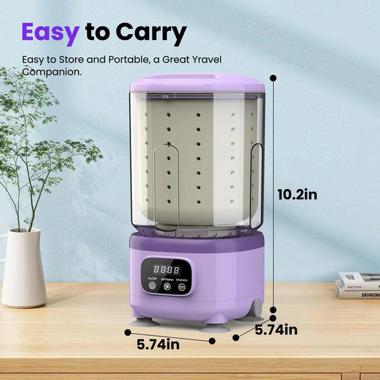 Portable Mini Washing Machine with Spin Dry & UV Sterilization – 3L Capacity, Wash, Rinse, Dehydrate, and Disinfect in One, Ideal for Underwear, Socks, Baby Clothes (Purple) - Image 4