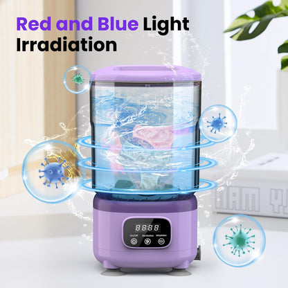 Portable Mini Washing Machine with Spin Dry & UV Sterilization – 3L Capacity, Wash, Rinse, Dehydrate, and Disinfect in One, Ideal for Underwear, Socks, Baby Clothes (Purple) - Image 8