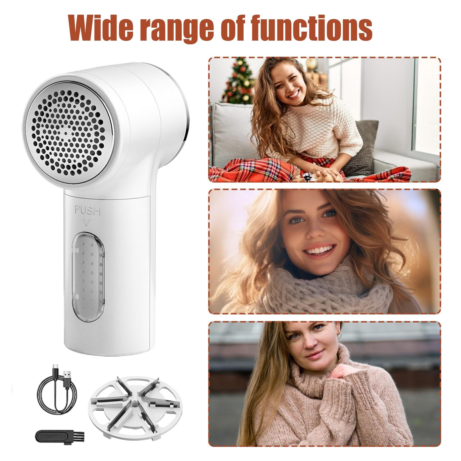 Fabric Shaver with 6 Stainless Steel Blades – USB Rechargeable Lint Remover for Sweaters, Blankets, Carpets & Furniture (White)  - Image 5