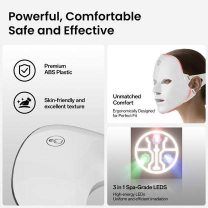 7-Color Facial Light Mask for Home Skincare – Rechargeable LED Beauty Device with 270 LEDs, One-Touch Control & Auto-Timer (White with Gold Trim)  | Other Colors Available in Store - Image 5