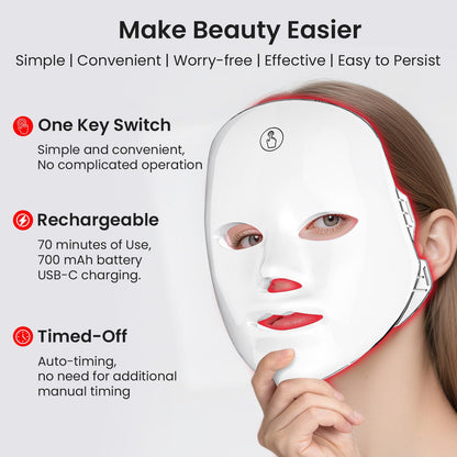 7-Color Facial Light Mask for Home Skincare – Rechargeable LED Beauty Device with 270 LEDs, One-Touch Control & Auto-Timer (White with Gold Trim)  | Other Colors Available in Store - Image 6
